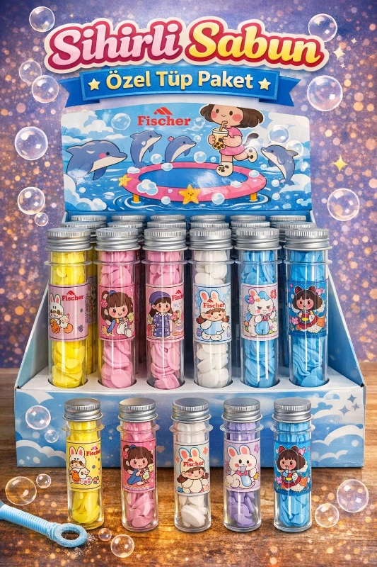 TÜP ŞİŞEDE SİHİRLİ SABUN / 24LÜ STANT